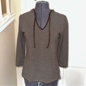 LOFT Chocolate and White Striped Top